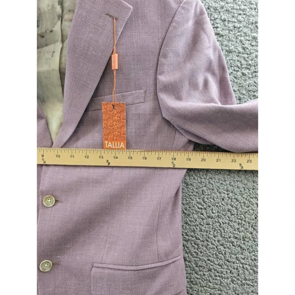 Tallia Wool-Linen Blend Slim Fit Sport Coat Men's 38R Lilac Button Closure L/S